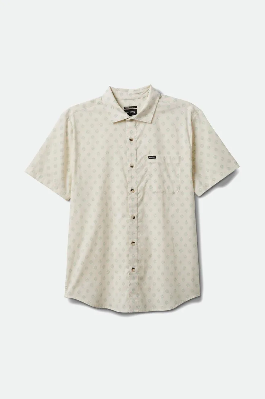 Charter Print S/S Woven - Off White/Jade Geo sold by Brixton