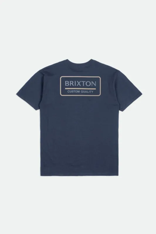 Palmer Proper S/S Standard Tee - Washed Navy/Dusty Blue/Smoke Grey sold by Brixton