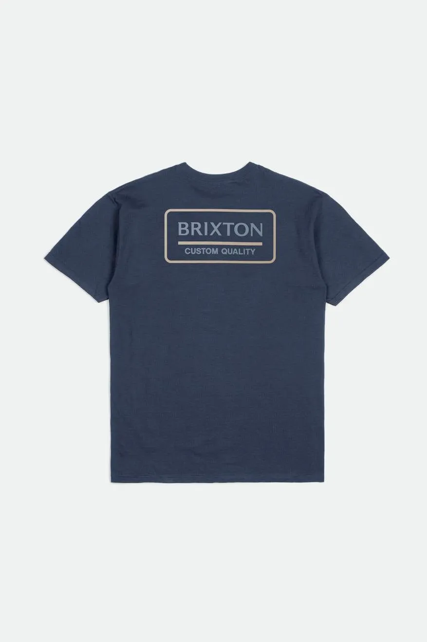 Palmer Proper S/S Standard Tee - Washed Navy/Dusty Blue/Smoke Grey sold by Brixton
