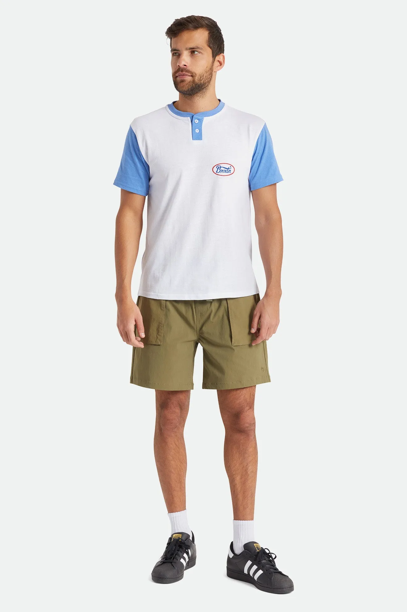 Parson S/S Henley Knit - White/Sky Blue sold by Brixton product image thumbnail 2