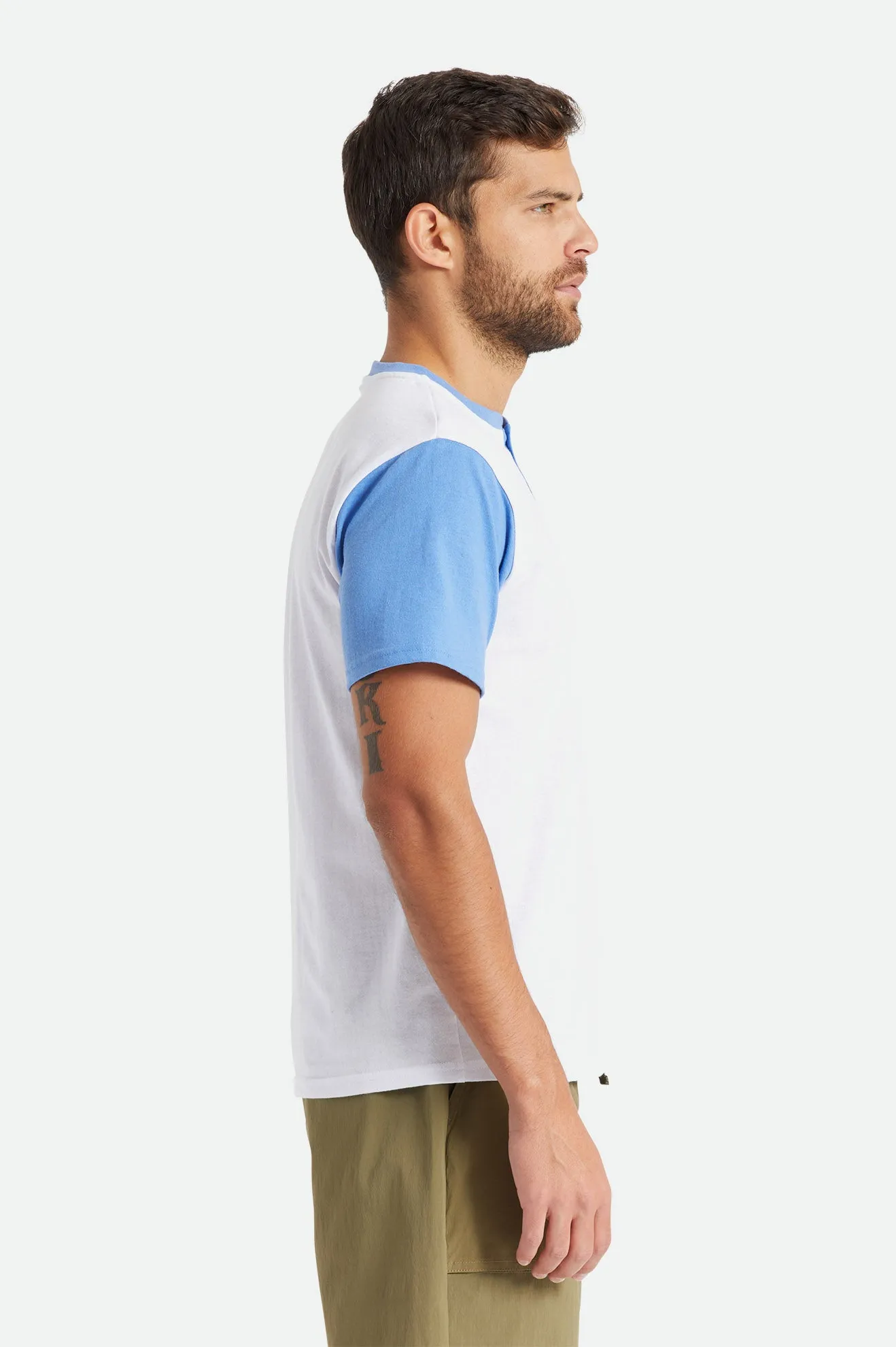 Parson S/S Henley Knit - White/Sky Blue sold by Brixton product image thumbnail 3
