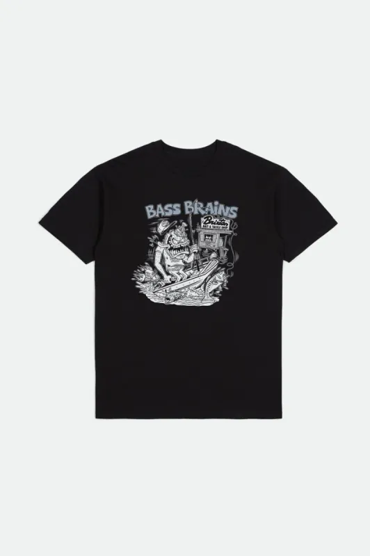Bass Brains Monster S/S Standard Tee - Black sold by Brixton