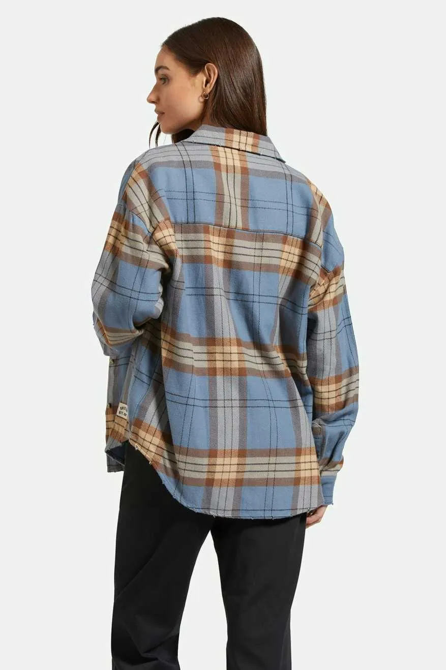 Bowery Women's Classic L/S Flannel - Flint Blue/Pinecone Brown Plaid sold by Brixton product image thumbnail 3