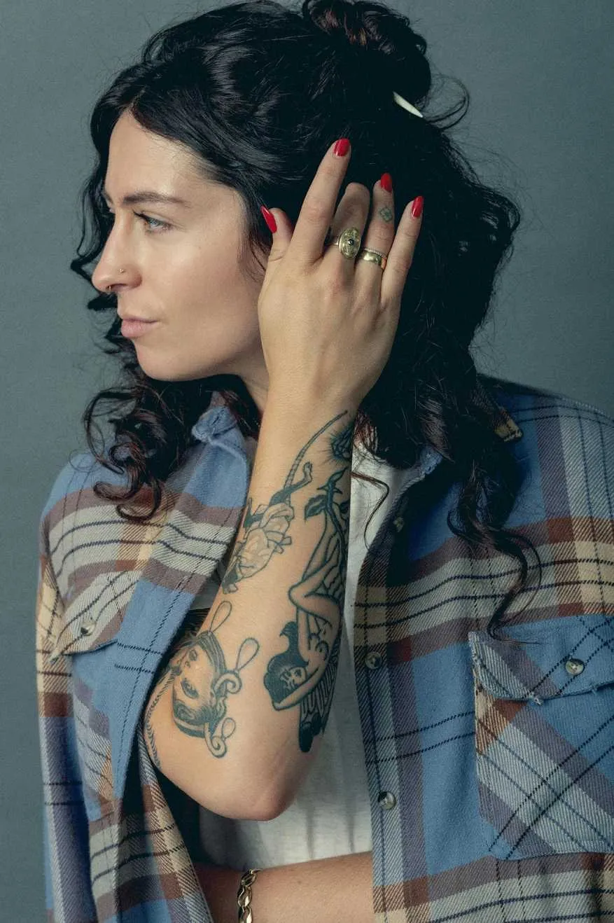 Bowery Women's Classic L/S Flannel - Flint Blue/Pinecone Brown Plaid sold by Brixton product image thumbnail 2