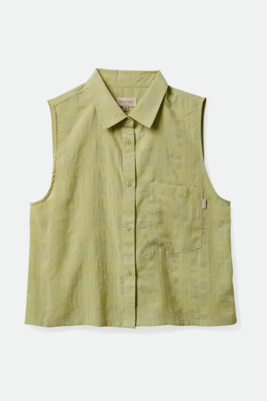Leon Boxy Sleeveless Shirt - Pear sold by Brixton