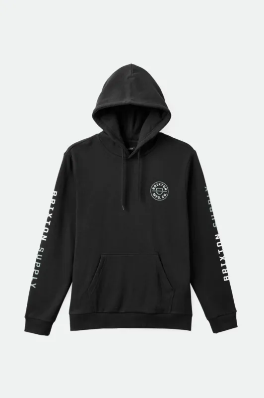 Crest Hood - Black/Chinois Green/White sold by Brixton