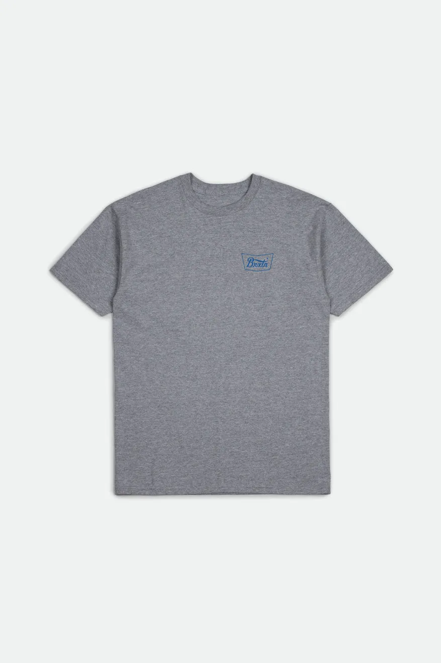 Stith S/S Standard Tee - Heather Grey/Blue sold by Brixton