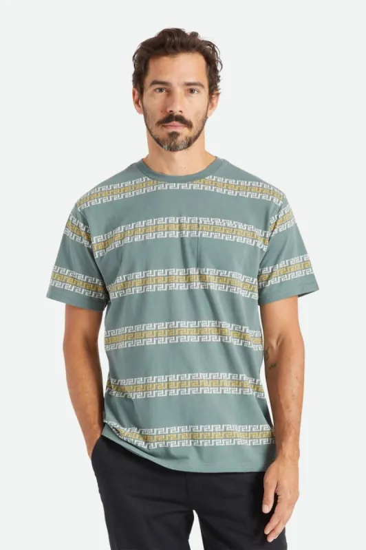 Hilt S/S Pocket Knit - Dark Forest/Off White/Bright Gold sold by Brixton