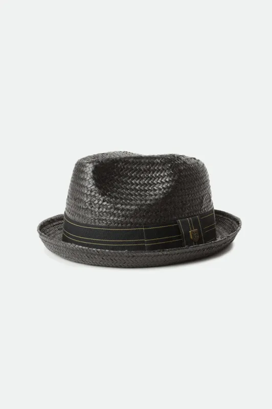 Castor Fedora - Black/Black/Tan sold by Brixton