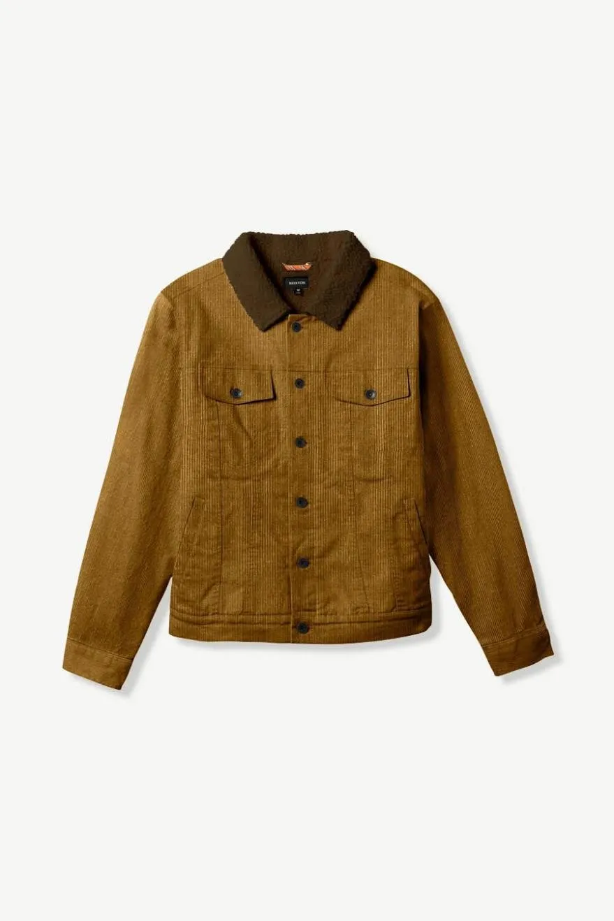Builders Cable Stretch Sherpa Lined Trucker Jacket - Khaki Cord sold by Brixton