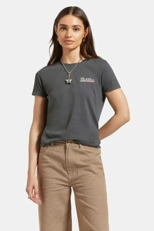 Speed And Service Fitted Crew T-Shirt - Washed Black Worn Wash sold by Brixton