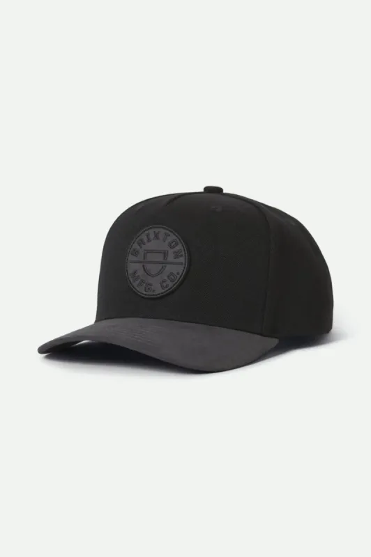 Crest C Netplus MP Snapback - Black/Black/Black sold by Brixton