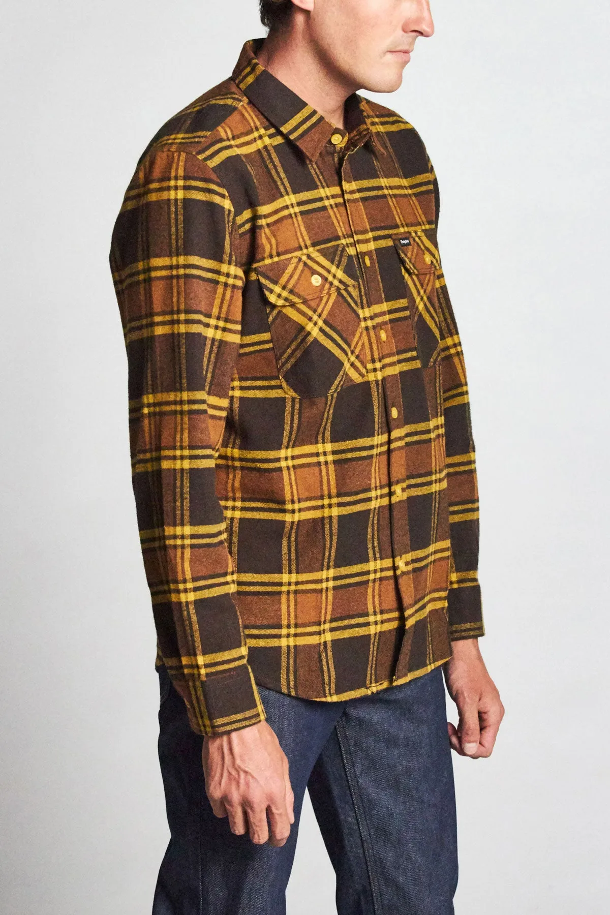 Bowery L/S Flannel - Brown/Gold sold by Brixton product image thumbnail 4