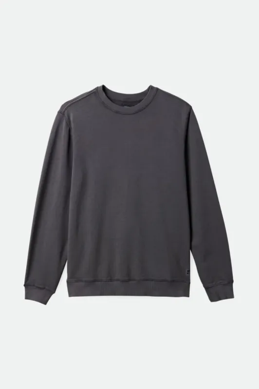 Vintage Reserve Cross Loop French Terry Crew - Charcoal Sol Wash sold by Brixton
