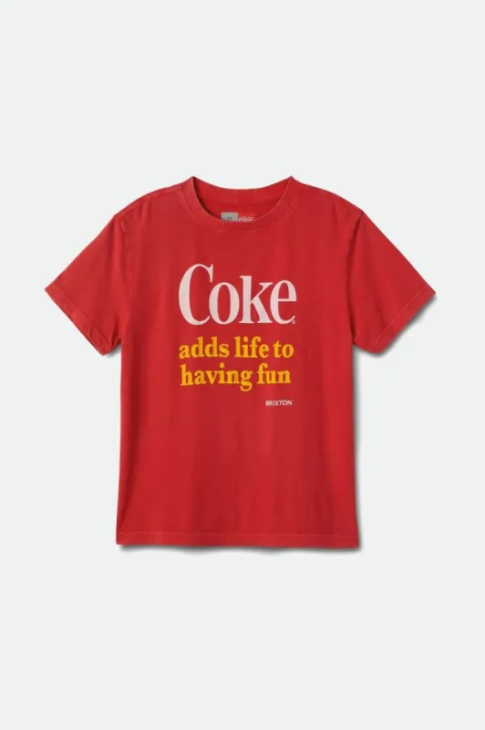 Coca-Cola Having Fun Vintage Crew Tee - Coke Red sold by Brixton