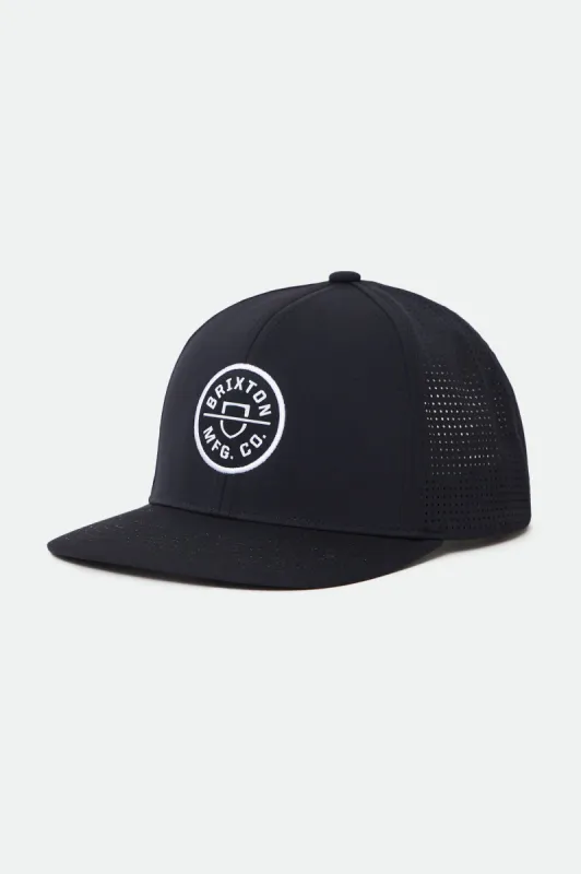 Crest Netplus Utility Snapback - Black sold by Brixton