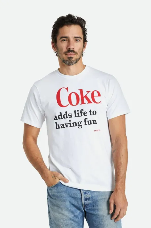 Coca-Cola Having Fun S/S Tailored Tee - White sold by Brixton