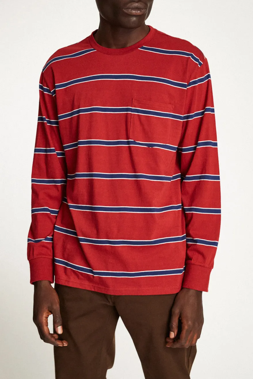 Hilt Washed L/S Pocket Tee - Burgundy/Navy sold by Brixton