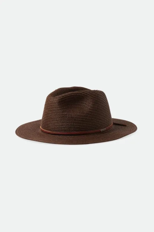 Wesley Straw Packable Fedora - Dark Earth sold by Brixton