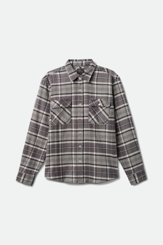 Bowery Stretch Water Resistant Flannel - Charcoal/Light Grey/Black sold by Brixton