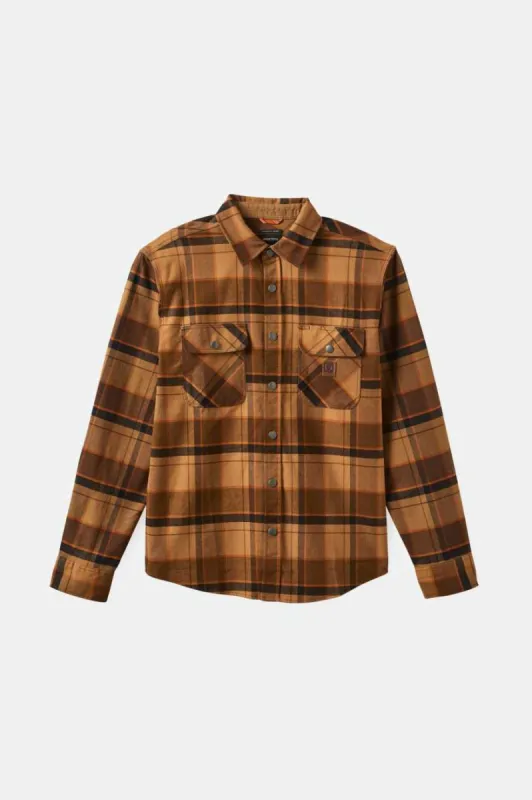Builders Bowery Stretch Water Resistant L/S Flannel - Burro Brown/Pinecone Brown/Black sold by Brixton