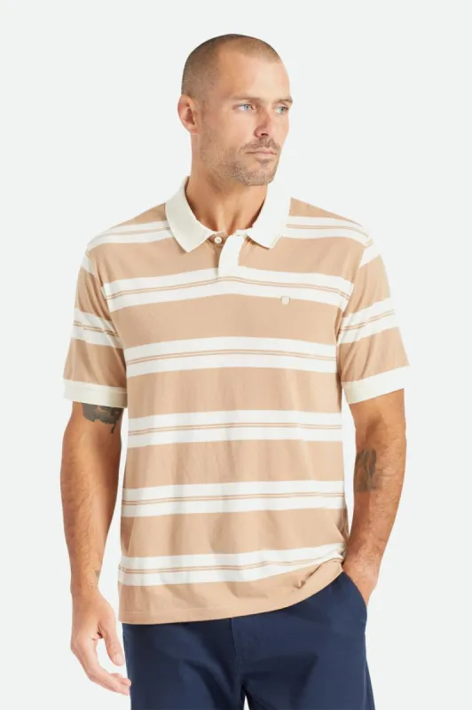 Proper S/S Polo Knit - Mojave/Off White made by Brixton