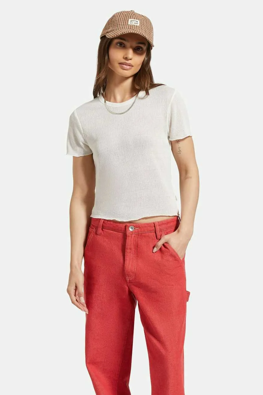 Sheer S/S Knit Top - Off White sold by Brixton