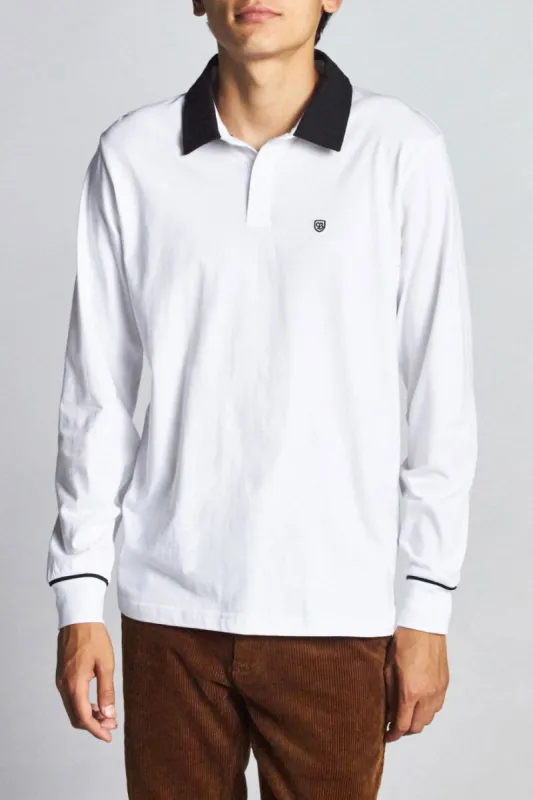 Carlos L/S Polo Knit - White/Black sold by Brixton