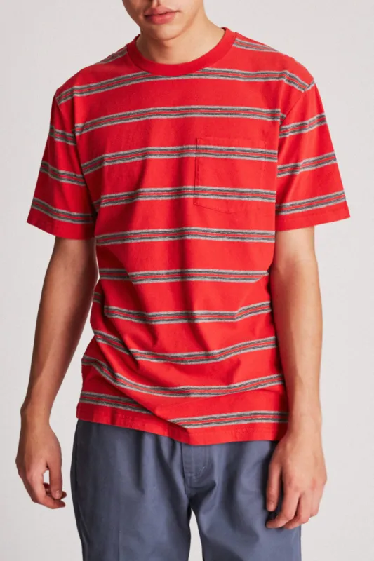 Hilt Washed S/S Pocket Tee - Red/Black sold by Brixton