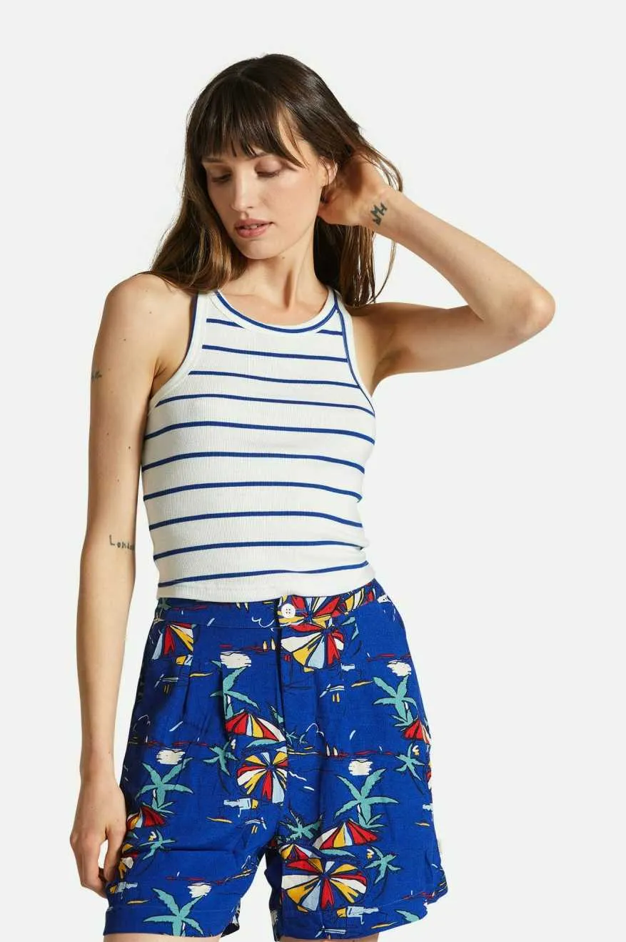 Organic Rib High Neck Tank Top - Off White/Surf The Web sold by Brixton product image thumbnail 5