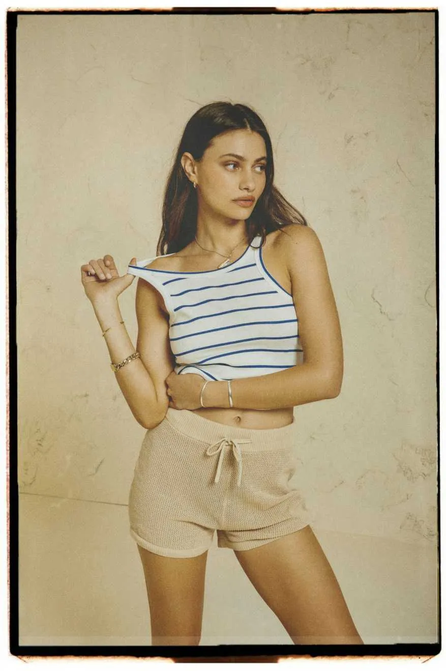 Organic Rib High Neck Tank Top - Off White/Surf The Web sold by Brixton product image thumbnail 4