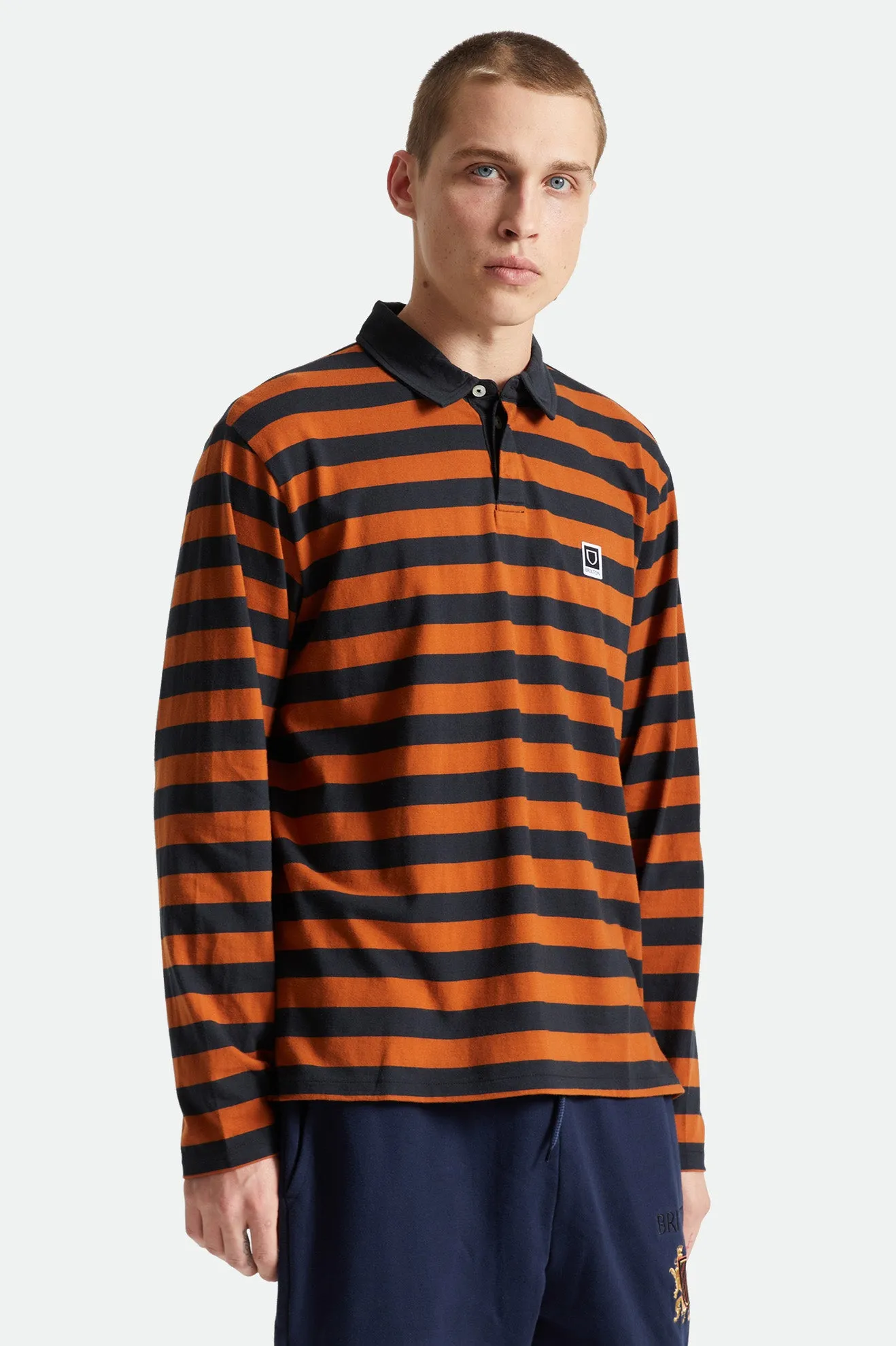 Beta Rugby L/S Knit Top - Black/Caramel sold by Brixton