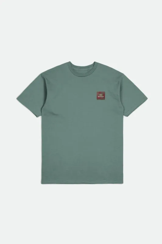 Alpha Square S/S Standard Tee - Chinois Green/Charcoal/Terracota sold by Brixton