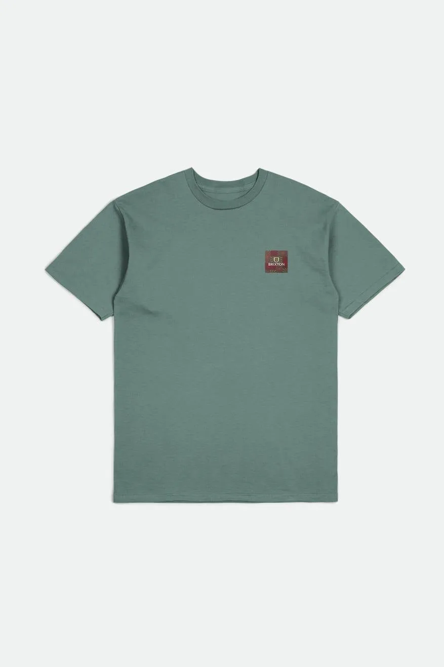 Alpha Square S/S Standard Tee - Chinois Green/Charcoal/Terracota sold by Brixton