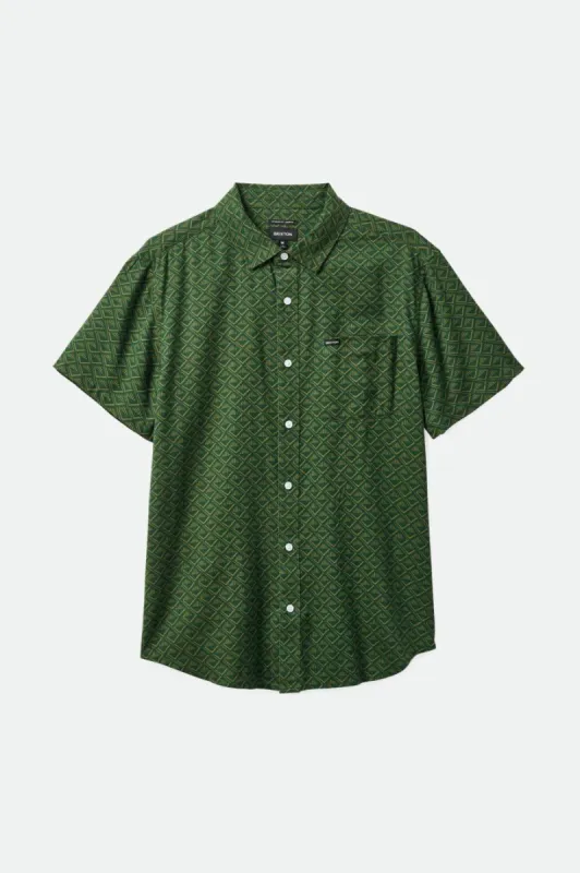 Charter Print S/S Woven Shirt - Trekking Green Tile sold by Brixton