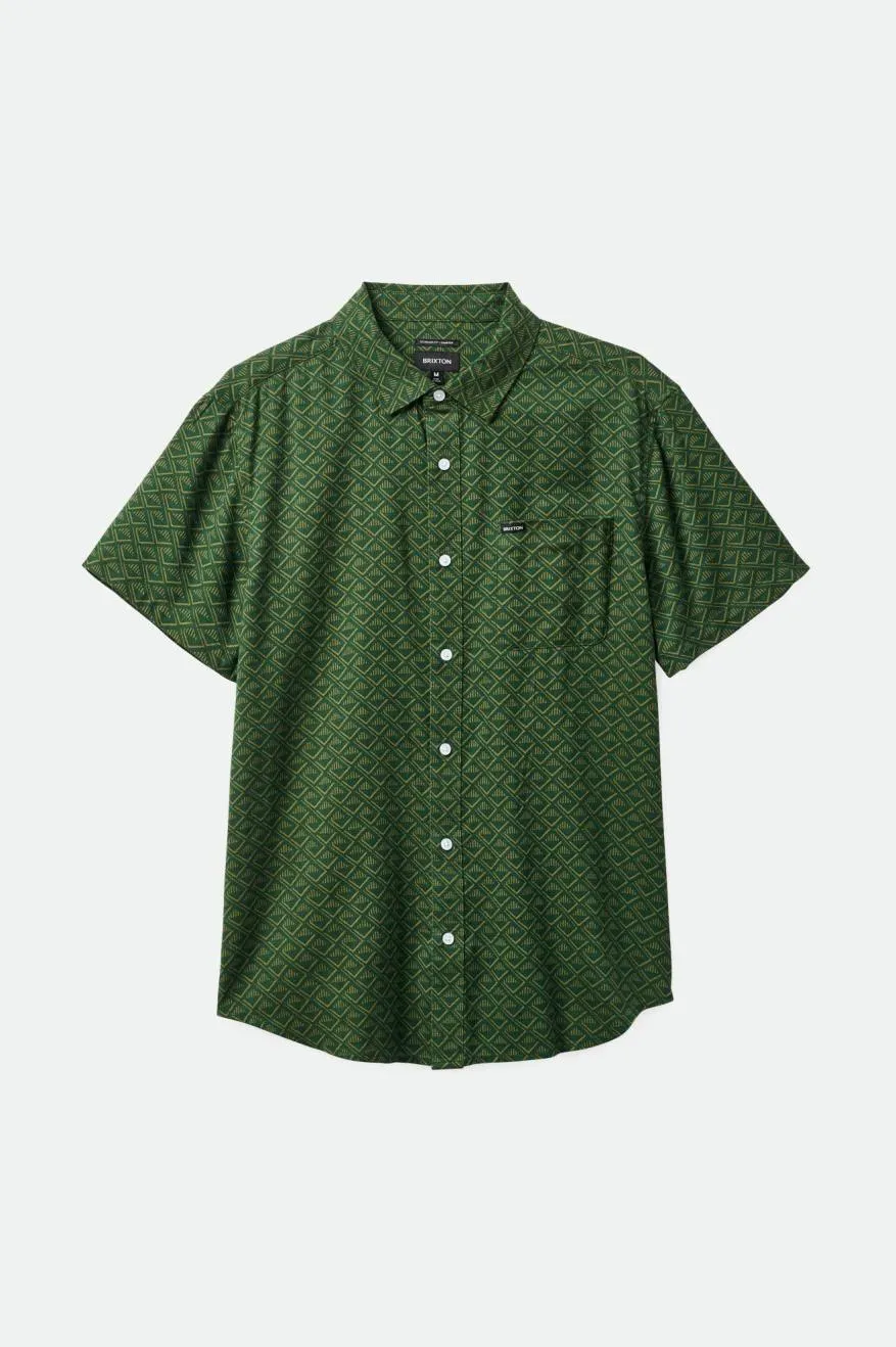 Charter Print S/S Woven Shirt - Trekking Green Tile sold by Brixton
