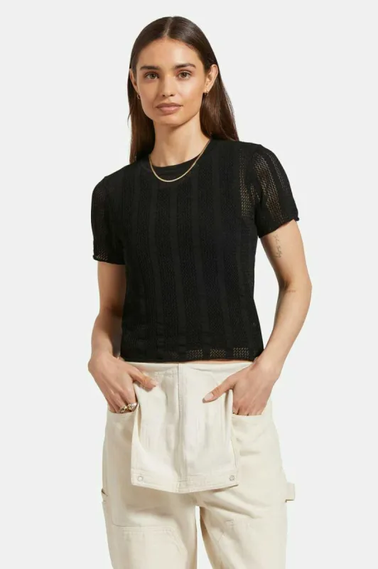 Sheer S/S Knit Top - Black sold by Brixton