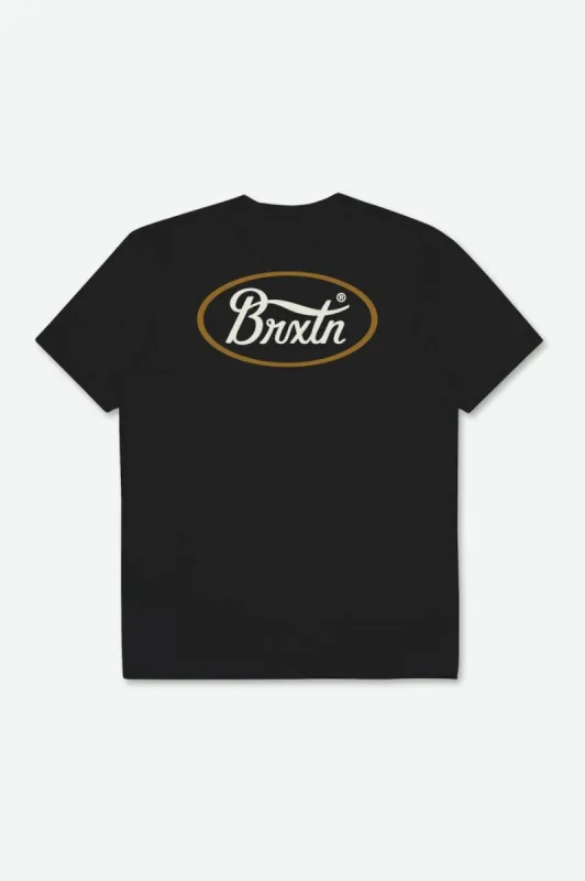 Parsons S/S Tailored Tee - Black/Off White/Golden Brown sold by Brixton