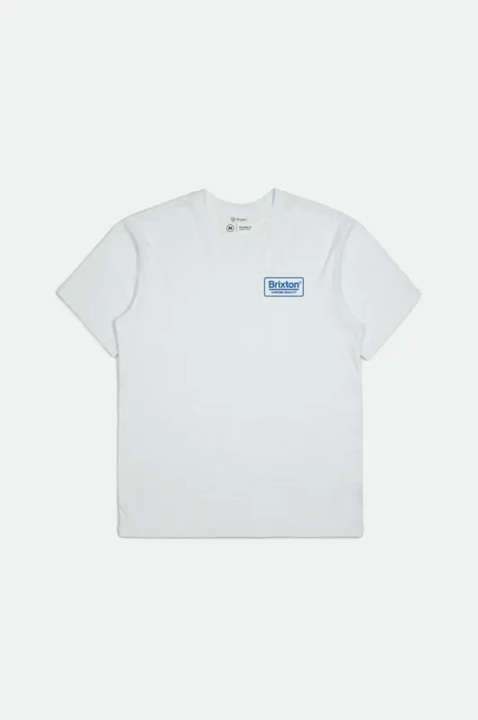 Palmer S/S Premium Tee - White/Royal sold by Brixton