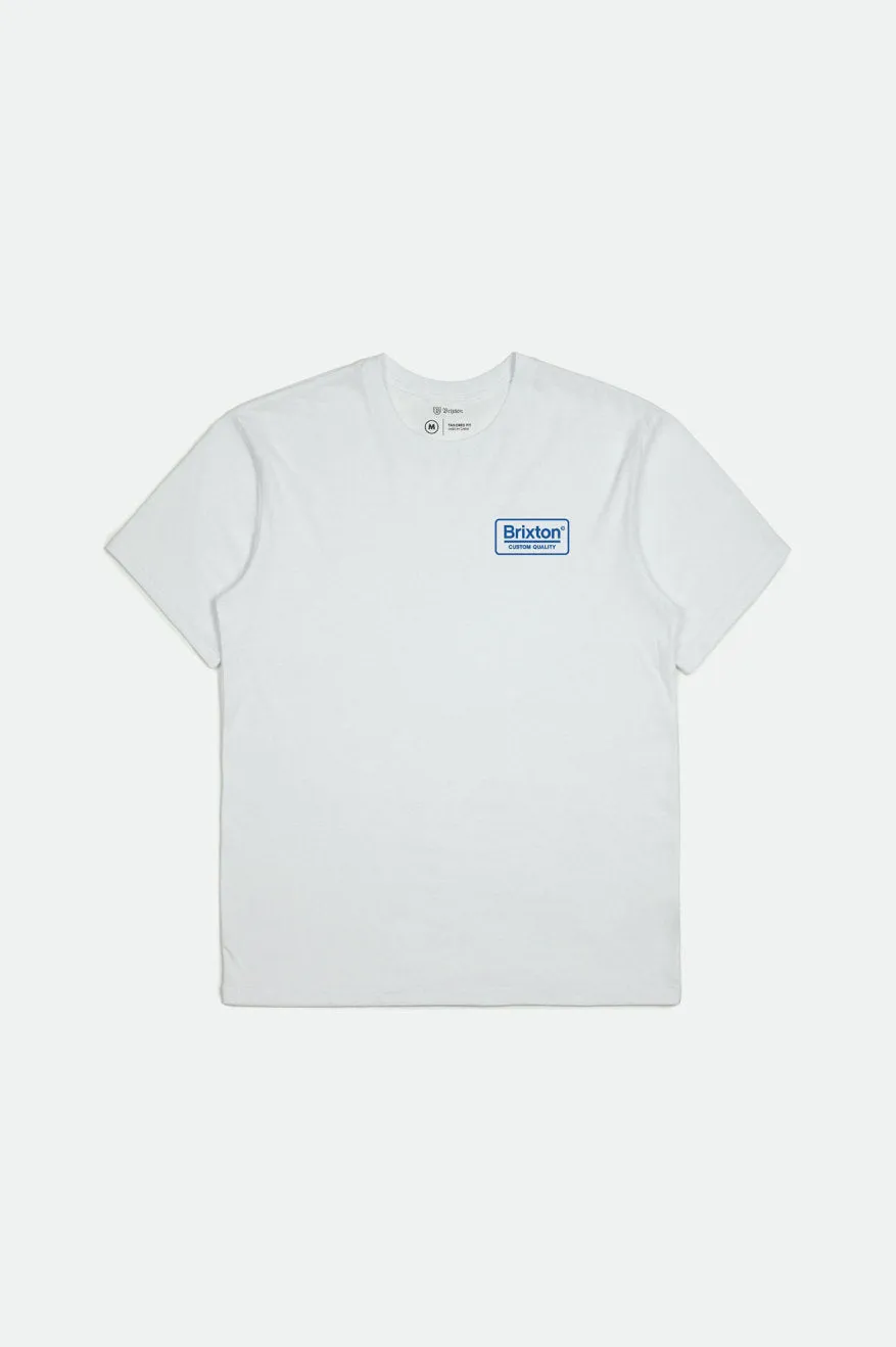 Palmer S/S Premium Tee - White/Royal sold by Brixton