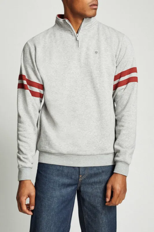 B-Shield II Intl 1/2 Zip - Heather Grey/Burgundy sold by Brixton
