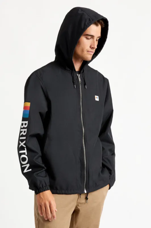 Claxton Alton Zip Hood Jacket - Black/White made by Brixton