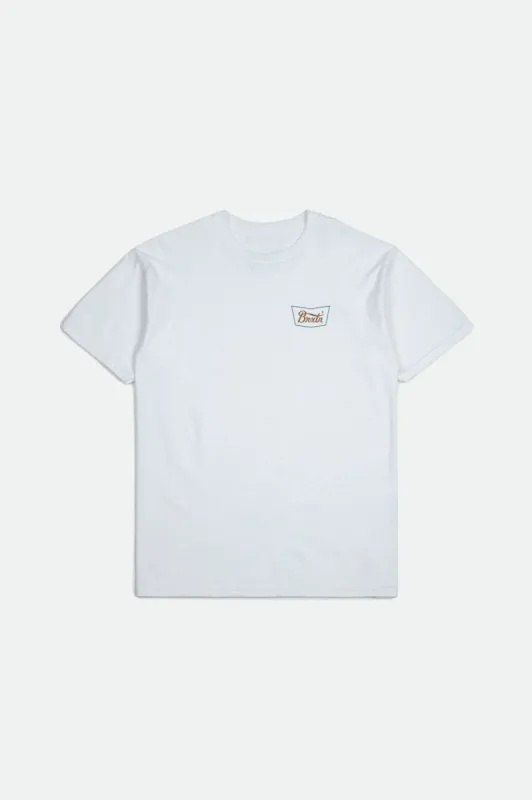 Stith S/S Standard Tee - White/Teal sold by Brixton