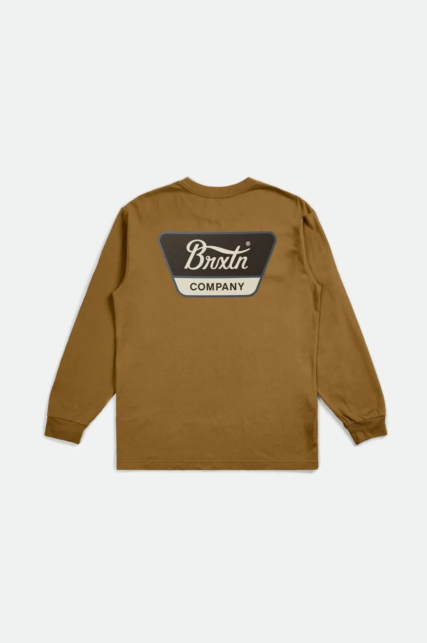 Linwood L/S Tee - Golden Brown/Washed Black/Off White sold by Brixton
