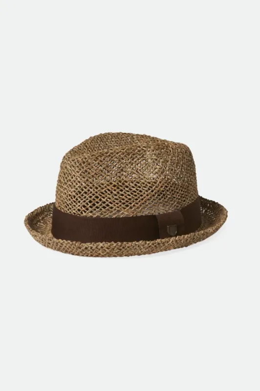 Castor Fedora - Tan/Brown Seagrass sold by Brixton