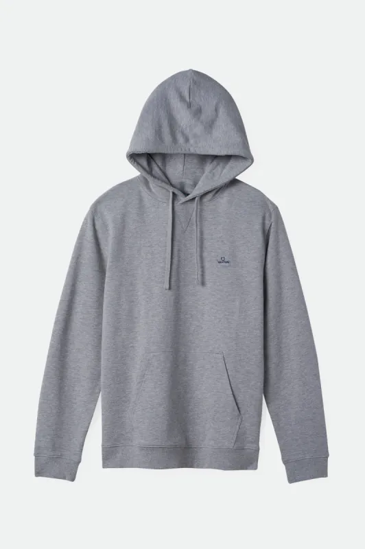 Alpha Square Slub French Terry Hood - Heather Grey made by Brixton