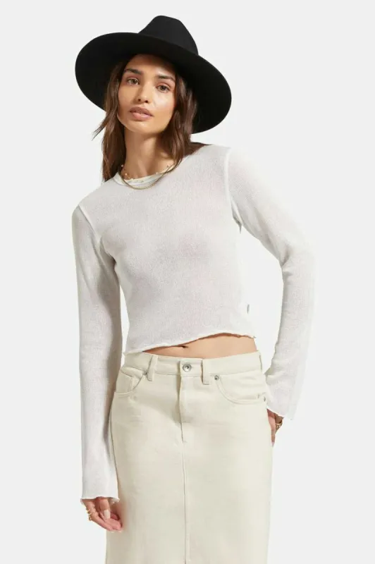 Sheer L/S Knit Top - Off White sold by Brixton