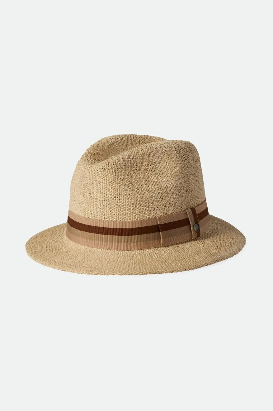 Roma Straw Fedora - Natural sold by Brixton