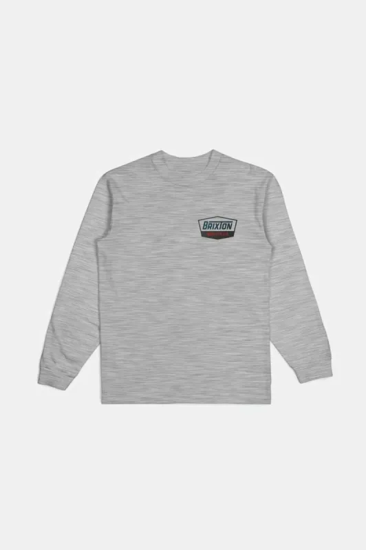 Regal L/S Standard T-Shirt - Heather Grey/Navy/Brown sold by Brixton