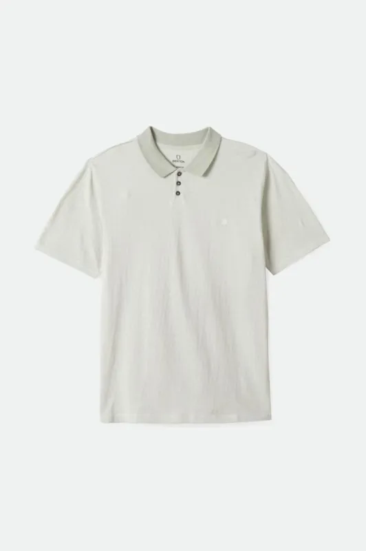 Shield Herringbone S/S Polo - Mineral Grey/Off White sold by Brixton